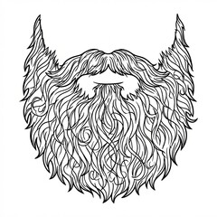 Obraz premium Wild lumberjack beard front view. Messy texture vector line art.