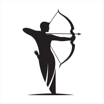 archer aiming vector silhouette line art logo design collection