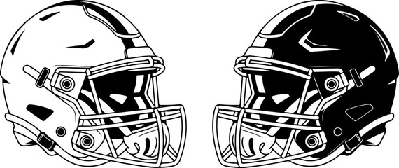 American Football Helmet Detailed Black Silhouette