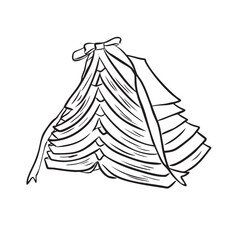 Handrawn stack of books with ribbon