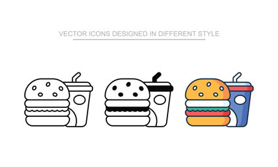 Fast Food vector icon stock isolated on white sheet