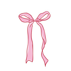 Feminine Ribbon Bow Line Art