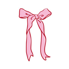 Pink Ribbon Bow Illustration