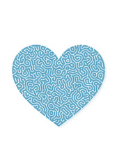 Fototapeta premium Abstract Blue Heart with Organic Maze Pattern on White Background
