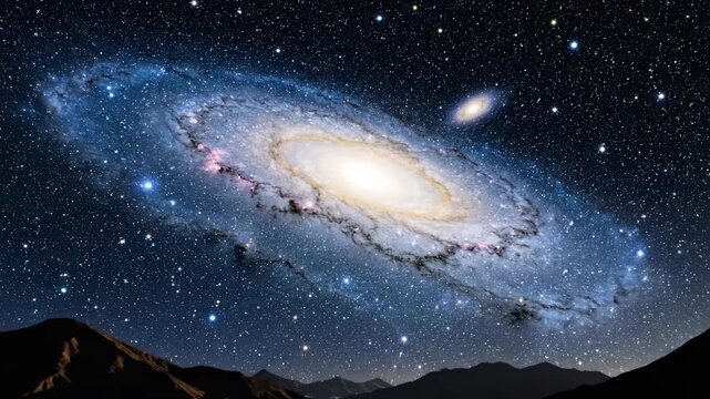 Andromeda Galaxys Cosmic Dance - A Night Sky Spectacle.