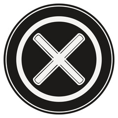 Fototapeta premium Black circle with white outlined cross symbol, no entry sign.
