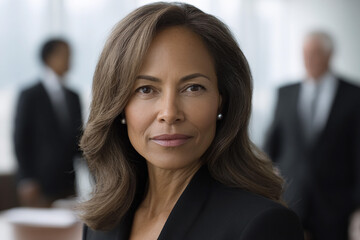 Business leader in a meeting room with colleagues