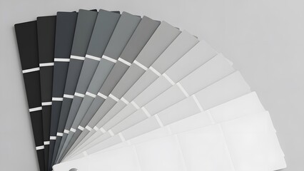 Fototapeta premium A spectrum of gray shades displayed on a paint color sample card