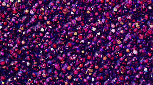 Abstract Colorful Organic Microscopic Cell and Particle Texture with Dense Glossy Shapes Background