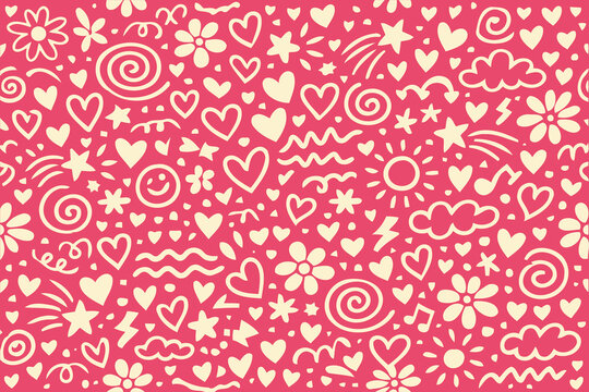 happy valentine's day pattern with hearts & flowers