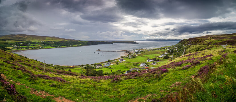 Scenic Uig village and bay in Isle of Skye, Scotland