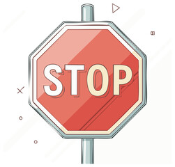 Obraz premium Illustration of a red and white stop sign