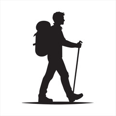 hiking man vector silhouette clip art logo design illustration