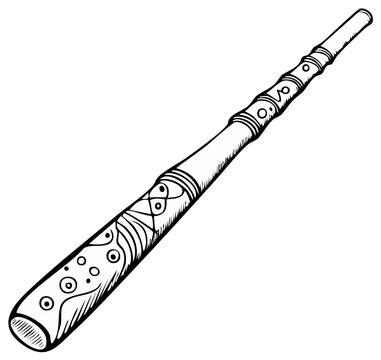 Illustration of a traditional Aboriginal didgeridoo musical instrument