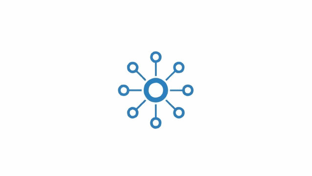 Blue network connection node icon.