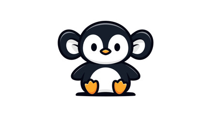 Cartoon penguin with monkey ears illustration © leomord