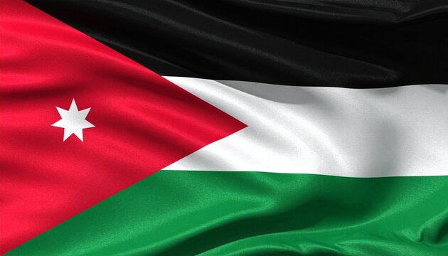 Jordan national flag with red chevron and star.