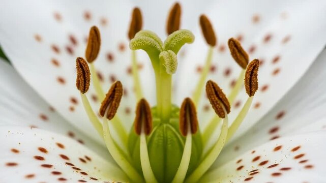 Close-up of a white flower with brown stamens