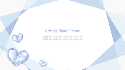 クリスタル調ハートフレーム ブルーグレー ホワイトベース 横長16:9