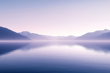 Fototapeta premium Tranquil Lake Scene with Soft Pastel Gradients, Gentle Waters, and Distant Mountains for Relaxation