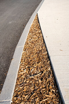 Minimal urban curb asphalt sidewalk in diagonal texture with empty space background for road safety concepts design layouts and copyspace