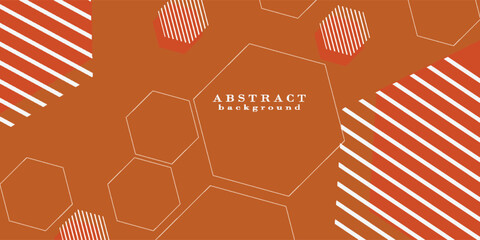 Orange background with dark orange abstract hexagon decoration.