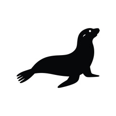 Simple silhouette of a seal depicting its form and aquatic nature