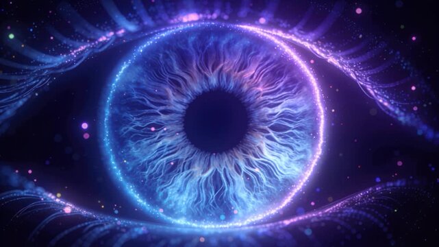 Digital Eye Iris &ndash; Futuristic Sci-Fi HUD, Biometric Scanner, Particle Data Visual, Tech Animation, Technology, Business