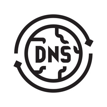dynamic dns service black line icon. Vector isolated element.
