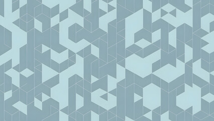 Isometric blue geometric pattern featuring 3d cube shapes and architectural line details