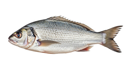 Obraz premium A silver fish with gray and brown fins isolated on transparent background