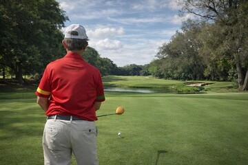 Golfer preparing for a shot