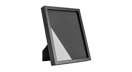 3d rendering of a gray picture frame on a stand isolated on transparent background