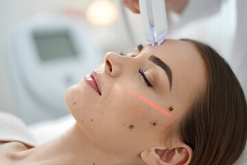 Woman Receiving Laser Skin Treatment for Pigmentation and Rejuvenation