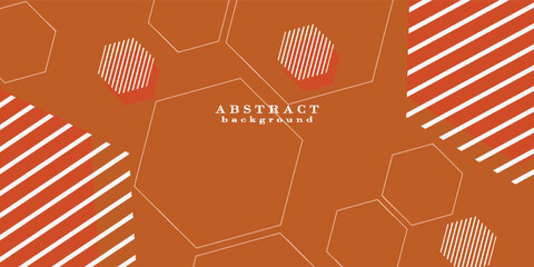 Orange background with dark orange abstract hexagon decoration. design modern. simple background.