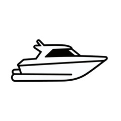 Stylish yacht vector icon in white.