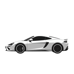 White sports car vector icon.