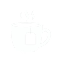 White tea cup vector icon with steam rising.