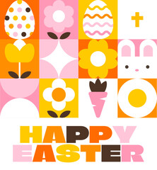Colorful Flat Geometric Happy Easter Celebration Card