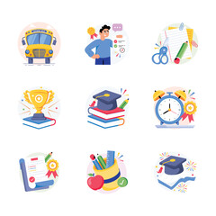 Fototapeta premium Back to School Concepts Style illustrations Set 2