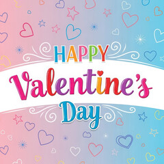 Happy Valentine's Day colorful heart background with cute design