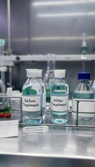 Close-up of filtration media and treated water flow in clean, modern treatment system