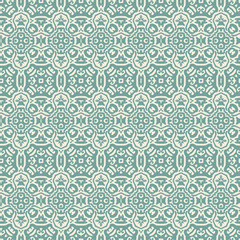 Fototapeta premium Teal Ornamental Seamless Pattern Background Illustration in Vintage Baroque Style, Surface Pattern for Fabric and Wallpaper