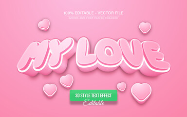 My Love Pink Soft 3D Text Effect &ndash; Romantic Cute Typography Style