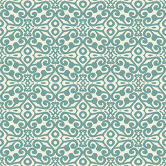 Obraz premium Teal Ornamental Seamless Pattern Background Illustration in Vintage Baroque Style, Surface Pattern for Fabric and Wallpaper