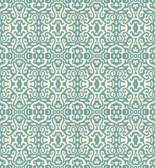 Fototapeta premium Teal Ornamental Seamless Pattern Background Illustration in Vintage Baroque Style, Surface Pattern for Fabric and Wallpaper