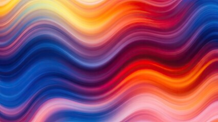 Vibrant wavy lines in rainbow colors create dynamic abstract background