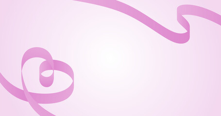 Obraz premium Pink ribbon on Gradient pink background with copy space in Romance Concept