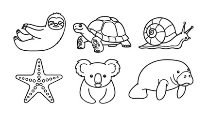 Fototapeta premium Animal Sketches Collection: A charming collection of various line drawings featuring a variety of adorable animals, offering a delightful visual resource for creative projects.