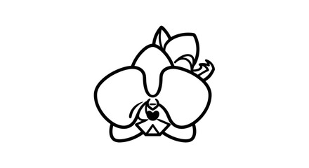Simple Line Art Orchid Flower Illustration.